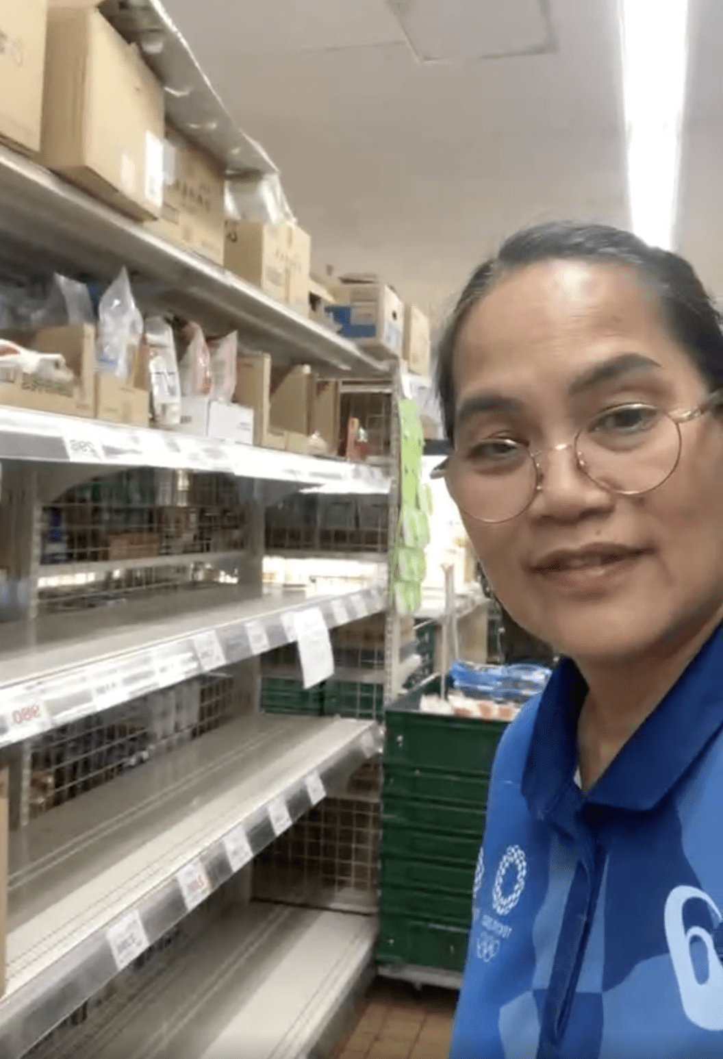 Empty rice shelves at Big-A grocery store